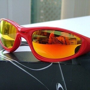 Oakley Cannon Red New Straight Jackets with Fire iridium.