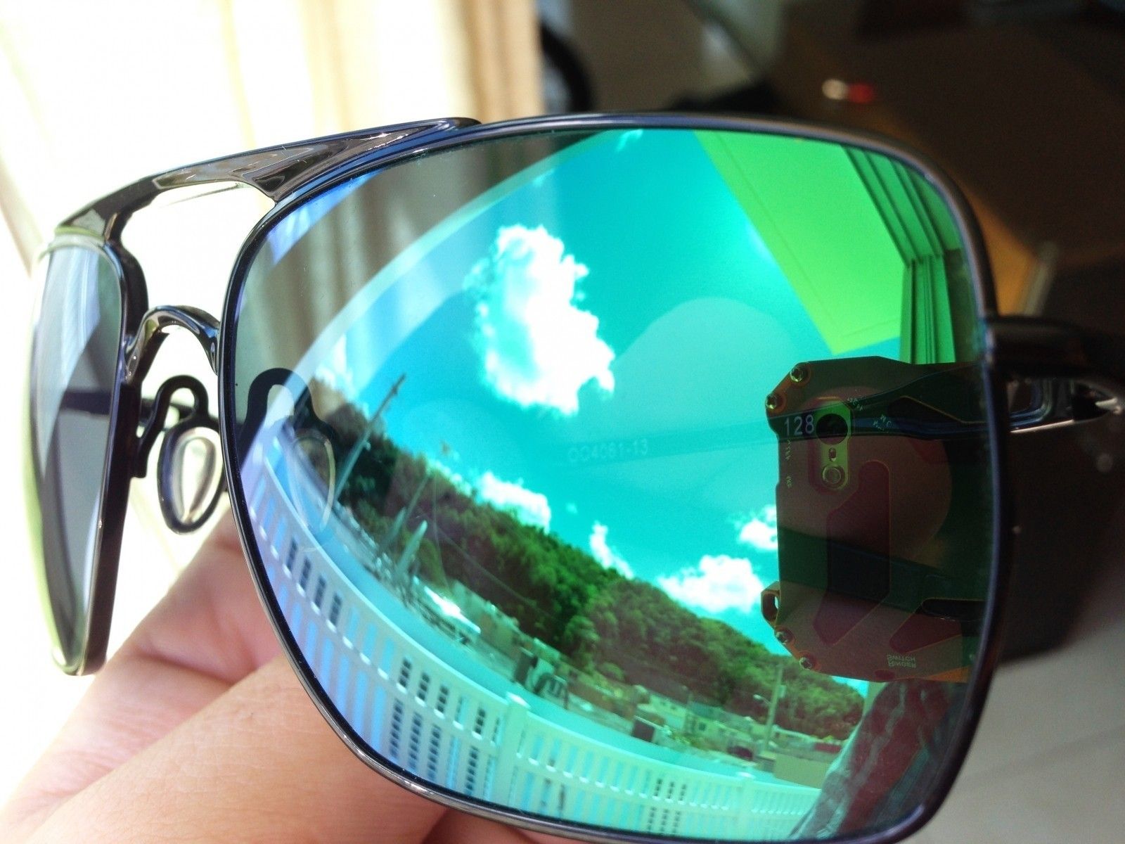 OAKLEY DEVIATION / POLISHED BLACK - EMERALD IRIDIUM LENSES